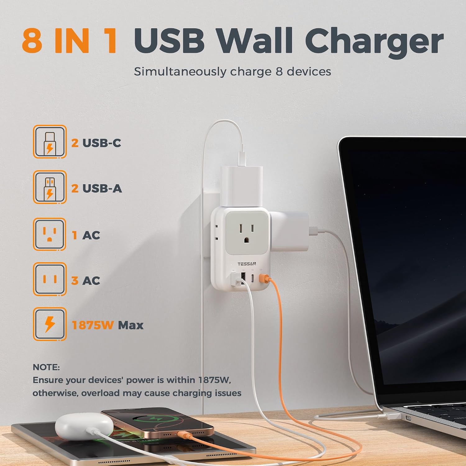 TESSAN USB C Charger Block 20W PD, Fast Charging Adapter with Foldable Plug - Image 4