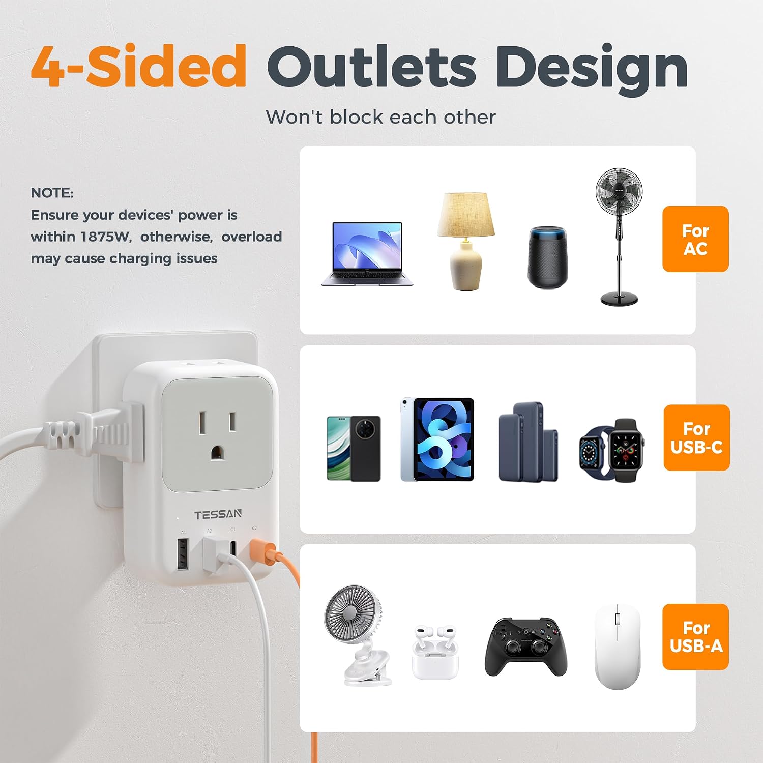 TESSAN USB C Charger Block 20W PD, Fast Charging Adapter with Foldable Plug - Image 7