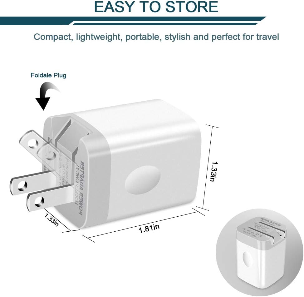 USB Wall Charger, Foldable Charger Adapter, AILKIN 2Pack 2.4Amp Dual Port - Image 2