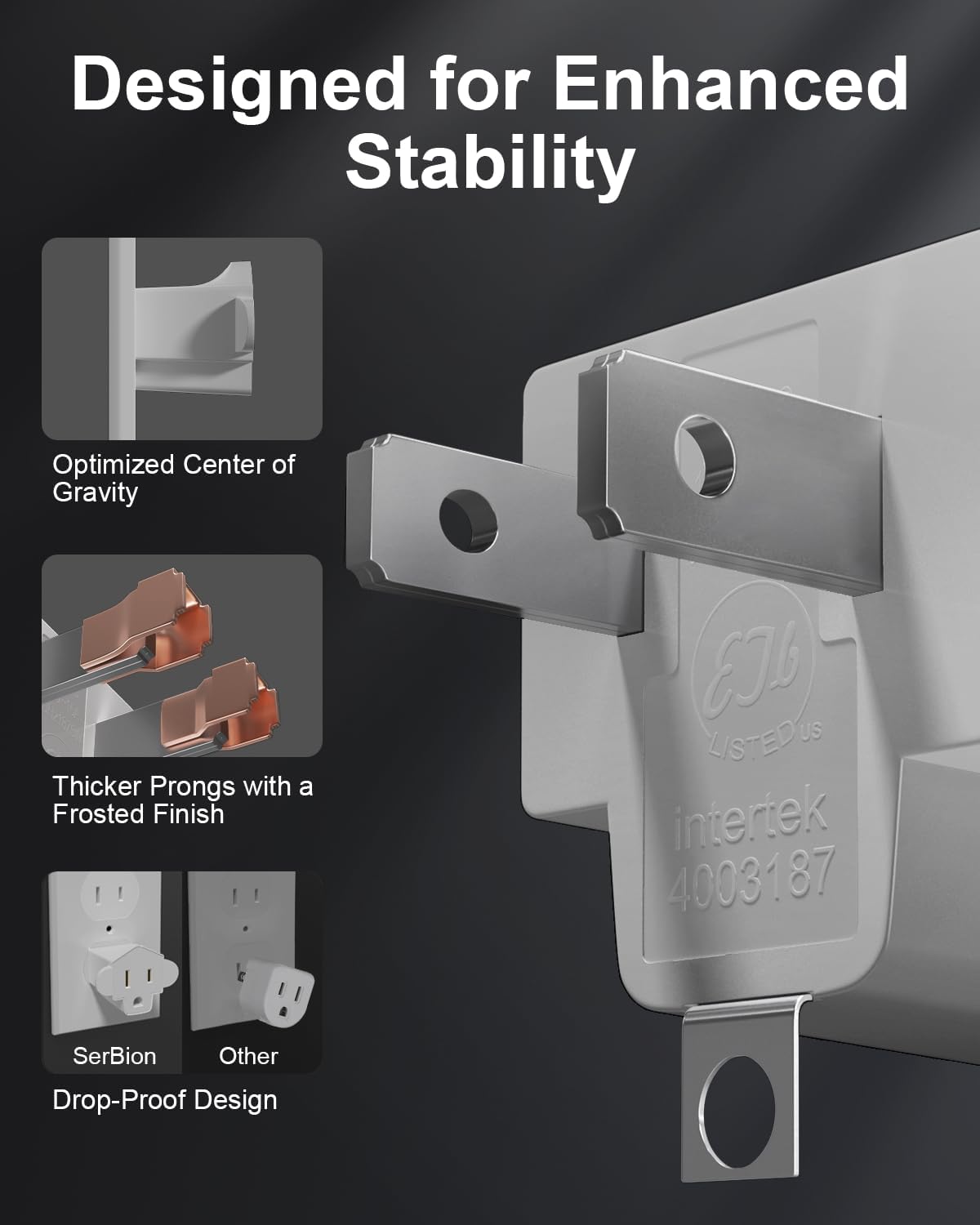Portable 3 Prong to 2 Prong Outlet Adapter, Fireproof 392℉ 3-2 Prong Adapter Converter, Heavy Duty Wall Plug Adapter for Household Appliances Industrial, 1875W Max, 4 Packs - Image 6